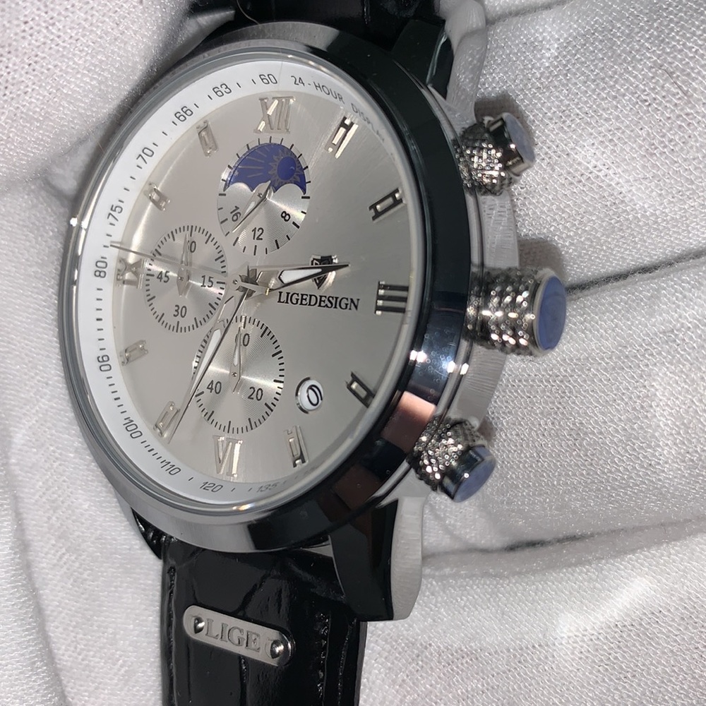 Lige Design Classic Mens Quartz Chronograph Watch.